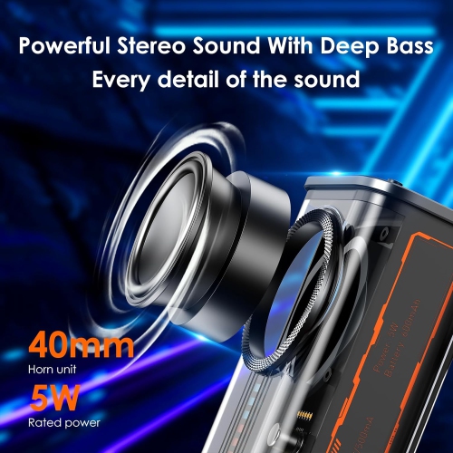 Portable Bluetooth Speaker with Lights, Transparent Wireless Mini Bluetooth Speaker with TWS, Perfect Small Speaker HD Sound and Bass for Office,
