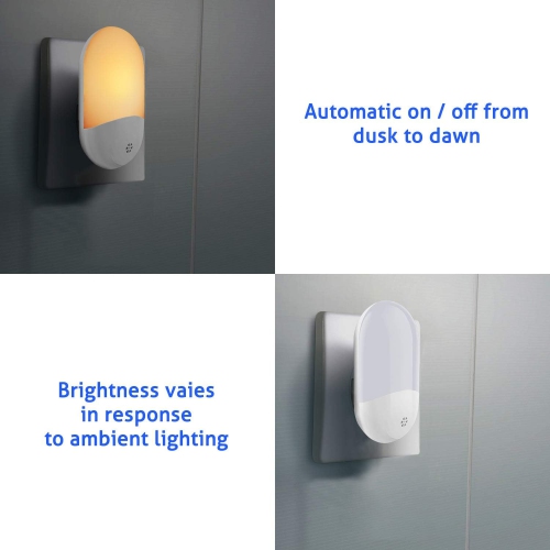 LED Light Sensor Night Light, Plug in Night Activated Night Light, for Bathroom, Bedroom, Hallway, Kitchen and Stairs (4 Pack)