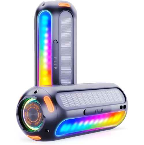 YOULIGHTS Magnetic Bluetooth Speaker, Golf Speaker With Solar Charging 30H Playtime, 7 Colorful Flashing Lights Outdoor Waterproof Portable Wireless, for Golf Cart Gifts Hiking Camping