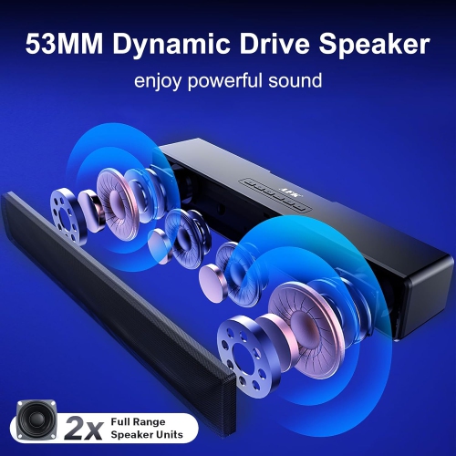 Computer Speakers, Computer Sound Bar with RGB Lights, USB Powered PC Speakers with Stereo Sound, Bluetooth 5.1 and 3.5mm Aux-in,Gaming Speakers for
