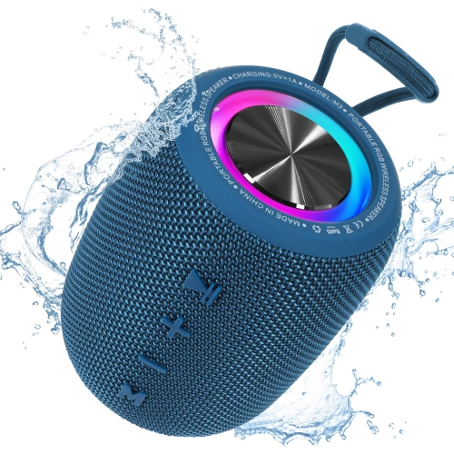 Portable Bluetooth Speaker, BT5.3 Wireless Speaker 20W Bass Diaphragms with Multi LED Light Dynamic Modes, IPX6 Waterproof 16H Playtime supports FM