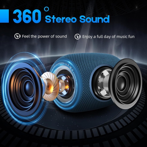Portable Bluetooth Speaker, BT5.3 Wireless Speaker 20W Bass Diaphragms with Multi LED Light Dynamic Modes, IPX6 Waterproof 16H Playtime supports FM