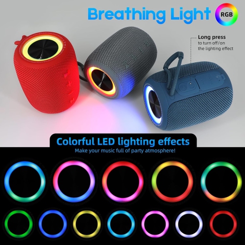 Portable Bluetooth Speaker, BT5.3 Wireless Speaker 20W Bass Diaphragms with Multi LED Light Dynamic Modes, IPX6 Waterproof 16H Playtime supports FM