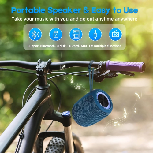Portable Bluetooth Speaker, BT5.3 Wireless Speaker 20W Bass Diaphragms with Multi LED Light Dynamic Modes, IPX6 Waterproof 16H Playtime supports FM