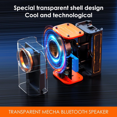 Transparent Wireless Bluetooth Speaker Portable Mini Speaker with LED Colorful Lights Stereo Sound TWS Small Speakers for Office, Party Camping,