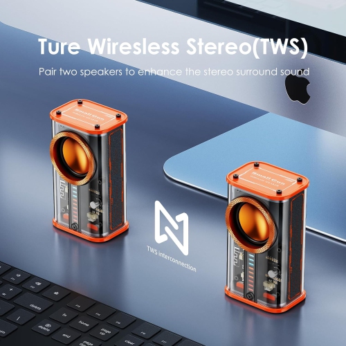 Transparent Wireless Bluetooth Speaker Portable Mini Speaker with LED Colorful Lights Stereo Sound TWS Small Speakers for Office, Party Camping,