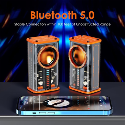 Transparent Wireless Bluetooth Speaker Portable Mini Speaker with LED Colorful Lights Stereo Sound TWS Small Speakers for Office, Party Camping,
