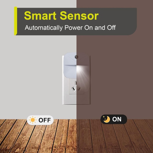 6 Pack Night Light Plug in, White LED Nightlights with Smart Dusk to Dawn Sensor, Plug into Wall Nightlights Suitable for Bedroom, Bathroom, Hallway,