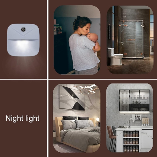 6 Pack Night Light Plug in, White LED Nightlights with Smart Dusk to Dawn Sensor, Plug into Wall Nightlights Suitable for Bedroom, Bathroom, Hallway,