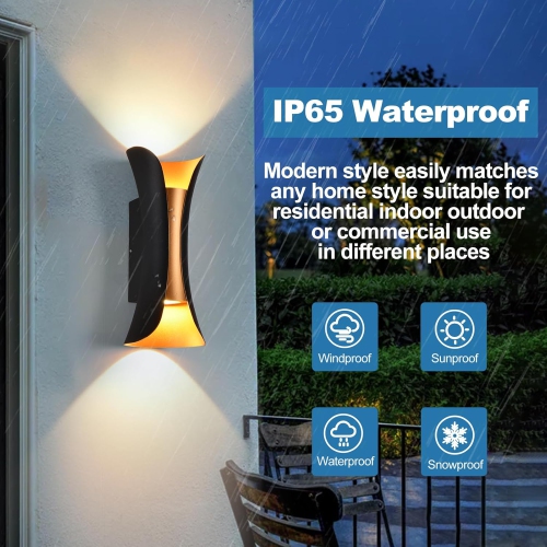 Outdoor Light Wall Mount Modern Porch Wall Sconces LED 20W 3000K Up and Down Wall Lights Aluminum Exterior Light Fixture Suitable for Living