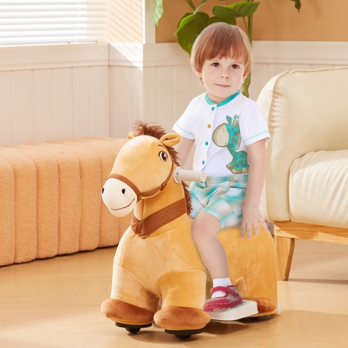 Jouet porteur 6&nbsp;V de Qaba, cheval électrique à piles pour enfants, poney avec Music Forward, roues en polyuréthane, doux au toucher, pour