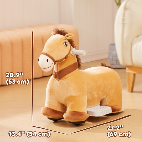 Jouet porteur 6&nbsp;V de Qaba, cheval électrique à piles pour enfants, poney avec Music Forward, roues en polyuréthane, doux au toucher, pour