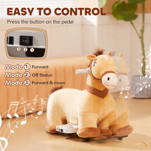 Qaba 6V Ride on Horse Battery Powered Kids Electric Ride on Horse Riding Pony Toy with Music Forward PU Wheels Soft Touch for Boys and Girls Aged 18 36 Months Brown Best