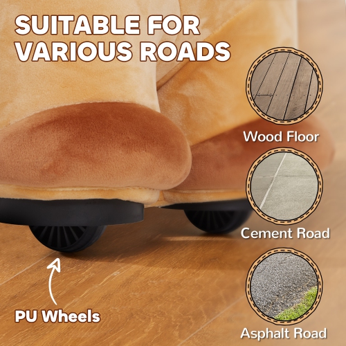 Jouet porteur 6&nbsp;V de Qaba, cheval électrique à piles pour enfants, poney avec Music Forward, roues en polyuréthane, doux au toucher, pour