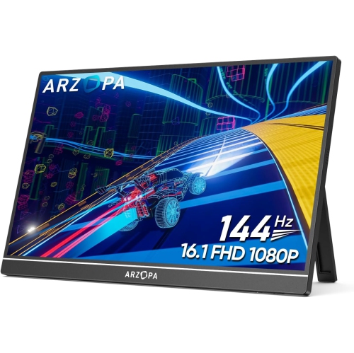 ARZOPA 16.1'' 144Hz Portable Gaming Monitor, 100% sRGB 1080P FHD HDR, External Second Screen for Laptop, PC, PS5, Mac, Xbox, Switch - Z1FC