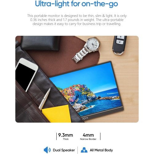 ARZOPA 16.1'' 144Hz Portable Gaming Monitor, 100% sRGB 1080P FHD HDR, External Second Screen for Laptop, PC, PS5, Mac, Xbox, Switch - Z1FC