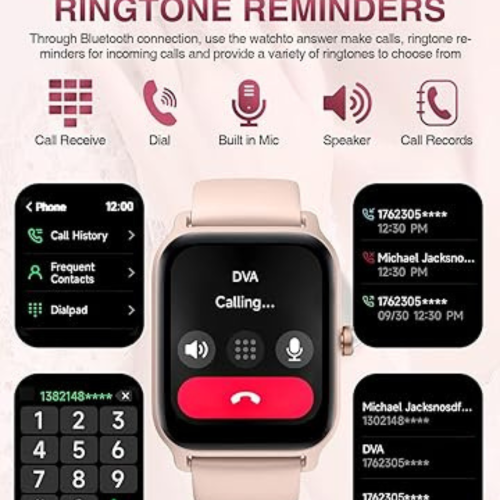 Smart Watch for Men Women with Bluetooth Call, Alexa Built-in1.8 DIY Dial with Blood Oxygen Heart Rate Sleep Fitness Tracker Notification Weather 100