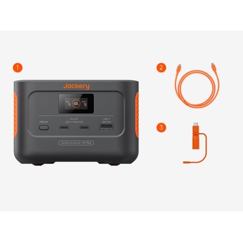 Jackery Explorer 100 Plus Portable Power Station, 31,000mAh Portable Charger 99Wh LiFePO4 Battery Pack with 128W Output, PD 3.0 Fast Charge, Ideal