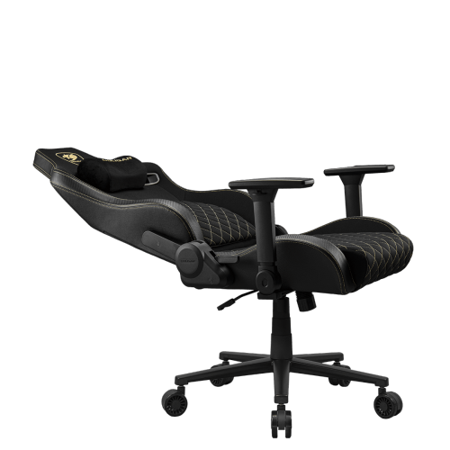 Cougar Defensor F Gaming Chair, Ergonomic High‑Back Woven Fabric, 155° Recline, 4D Armrests & Lumbar Support, Gold
