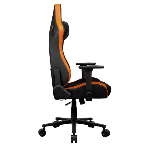 Cougar Defensor F Gaming Chair, Ergonomic High‑Back Woven Fabric, 155° Recline, 4D Armrests & Lumbar Support, Black/Orange