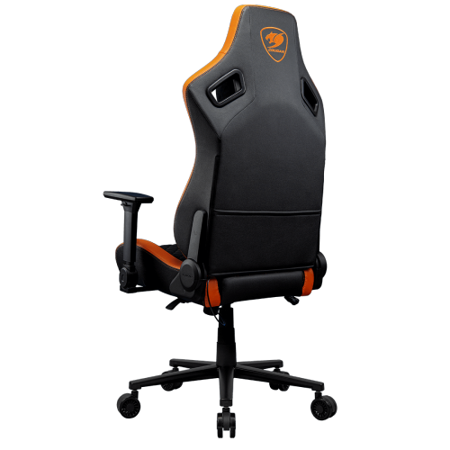 Cougar Defensor F Gaming Chair, Ergonomic High‑Back Woven Fabric, 155° Recline, 4D Armrests & Lumbar Support, Black/Orange
