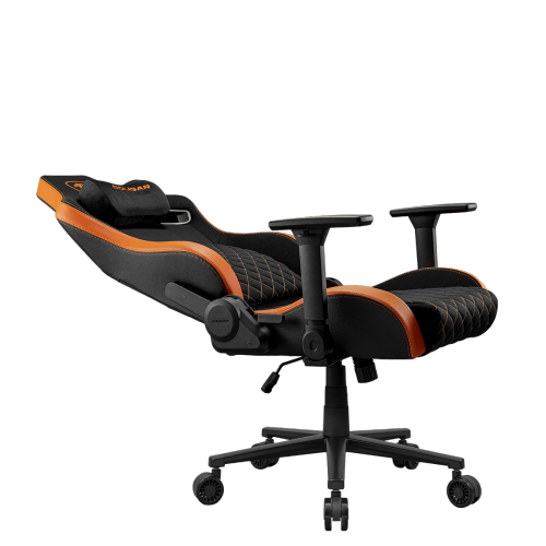Cougar Defensor F Gaming Chair, Ergonomic High‑Back Woven Fabric, 155° Recline, 4D Armrests & Lumbar Support, Black/Orange