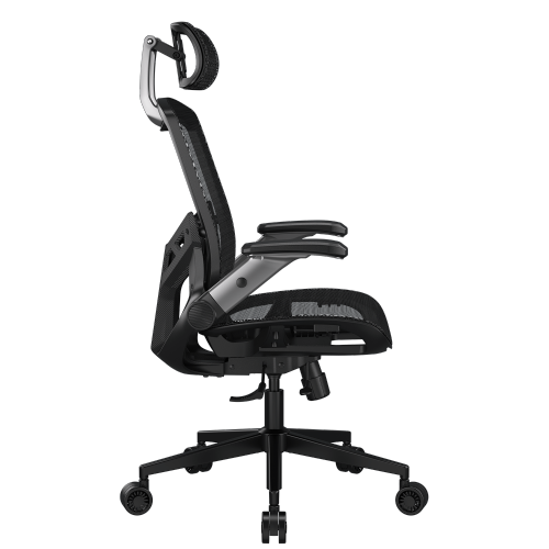 Cougar Speeder One Office Gaming Chair Retractable Footrest - Ergonomic, High Back Premium Breathable Mesh Upholstery Reclining Backrest, Black