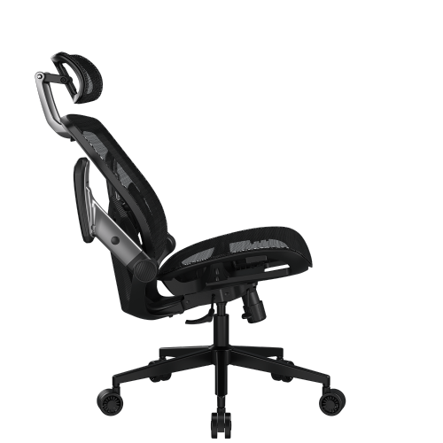 Cougar Speeder One Office Gaming Chair Retractable Footrest - Ergonomic, High Back Premium Breathable Mesh Upholstery Reclining Backrest, Black