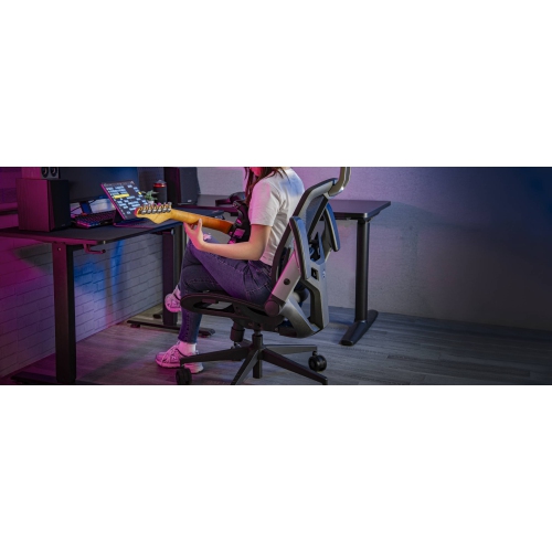 Cougar Speeder One Office Gaming Chair Retractable Footrest - Ergonomic, High Back Premium Breathable Mesh Upholstery Reclining Backrest, Black