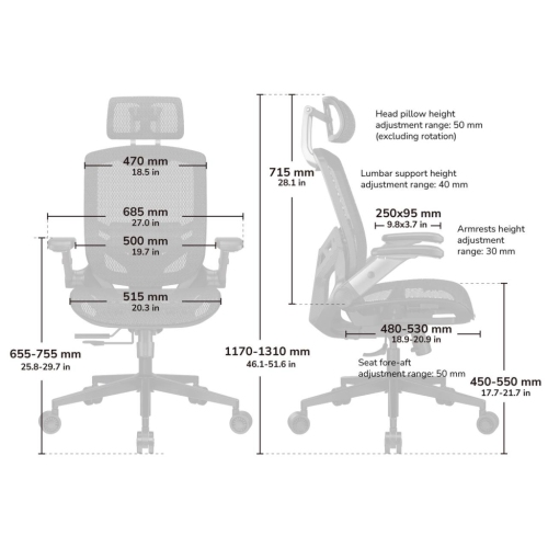 Cougar Speeder One Office Gaming Chair Retractable Footrest - Ergonomic, High Back Premium Breathable Mesh Upholstery Reclining Backrest, Black