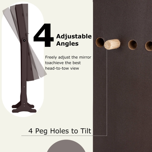 Costway Standing Mirror Jewelry Cabinet, Large Storage Jewelry Organizer w/Full Length Mirror, 4 Adjustable Angles & 2 LED Lights, Lockable Jewelry