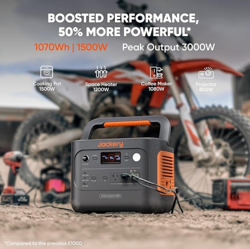 Jackery Explorer 1000 v2 Portable Power Station, 1 Hr Fast Charge, Solar Generator for Outdoor
