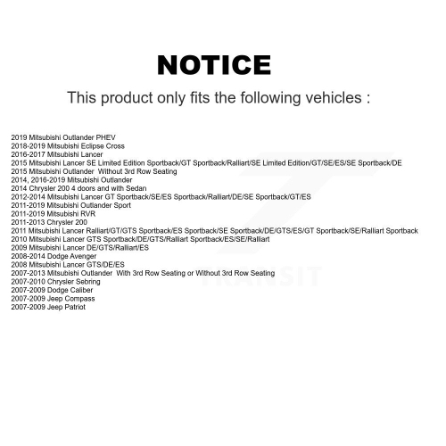 Kit de biellette de barre stabilisatrice de suspension arrière 72-K750289 pour Mitsubishi Outlander RVR Lancer Chrysler 200