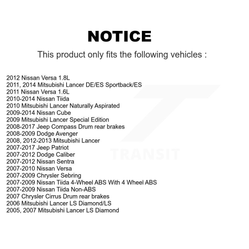 Rear Drum Brake Hardware Kit 13-H7351 For Nissan Jeep Versa Mitsubishi Lancer Patriot Sentra Compass