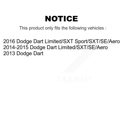 Front Suspension Strut Shock Mounting Kit For Dodge Dart K73-100250