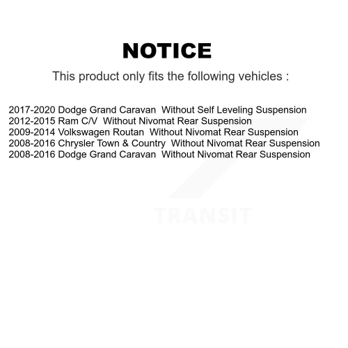Amortisseurs arrière pour Dodge Grand Caravan Chrysler Town et Country Ram C/V Routan K78-100298