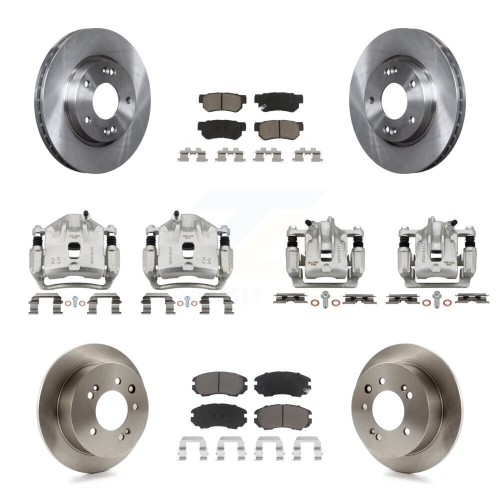 Ensemble de disques d'étrier de frein à disque avant arrière et plaquettes en céramique pour Hyundai Elantra KC8-101160C.