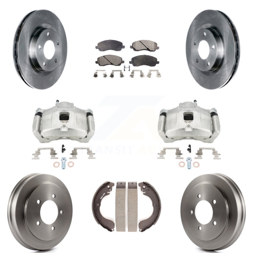 TRANSIT AUTO  Front Rear Brake Caliper Rotor Drum Ceramic Pad Kit (8PC) for Jeep Patriot Compass Dodge Kc8-100873T