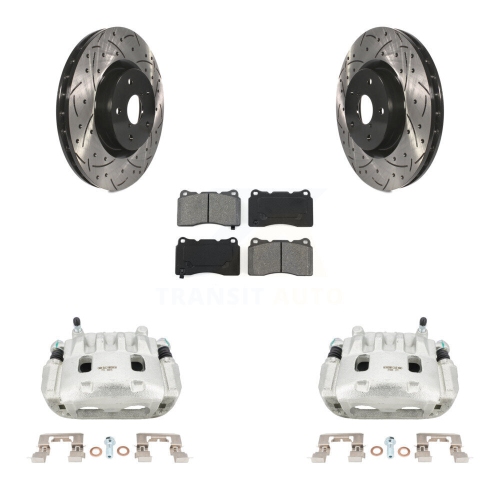 TRANSIT AUTO  Front Disc Brake Coated Caliper Drill Slotted Rotor Semi-Metallic Pad Kit for Subaru Wrx Kcd-100056S
