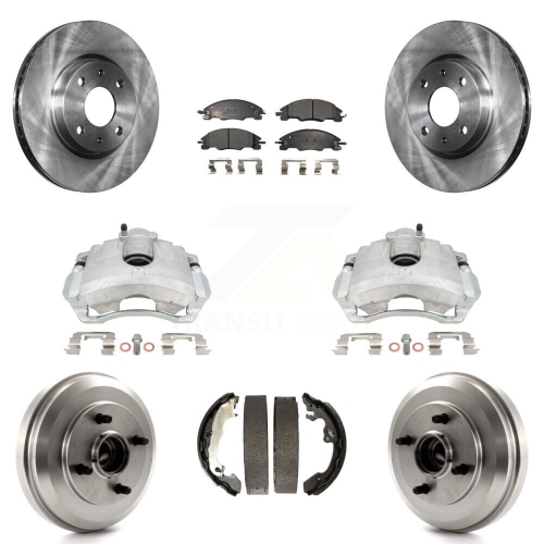 Front Rear Disc Brake Caliper Rotors Drums Semi-Metallic Pads Kit For Ford Focus KC8-100832P