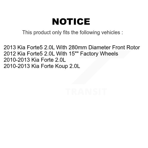Ensemble disque d'étrier de frein arrière avant et plaquettes en céramique pour Kia Forte Koup Forte5 2,0 L KC8-101313T