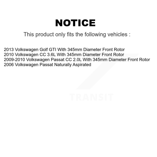 Front Disc Brake Caliper Rotors And Semi-Metallic Pads Kit For Volkswagen Golf CC Passat KC8-100053P