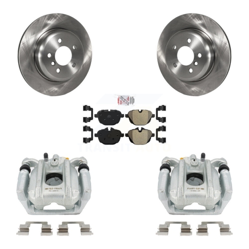 TRANSIT AUTO  Rear Disc Brake Caliper Rotors And Semi-Metallic Pad Kit for Bmw 535I Xdrive 528I 535D 5 Kc8-100683N