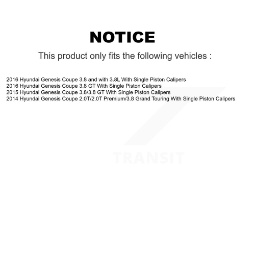 Ensemble de disques d'étrier de frein à disque avant et plaquettes en céramique pour Hyundai Genesis Coupé KC8-100303C