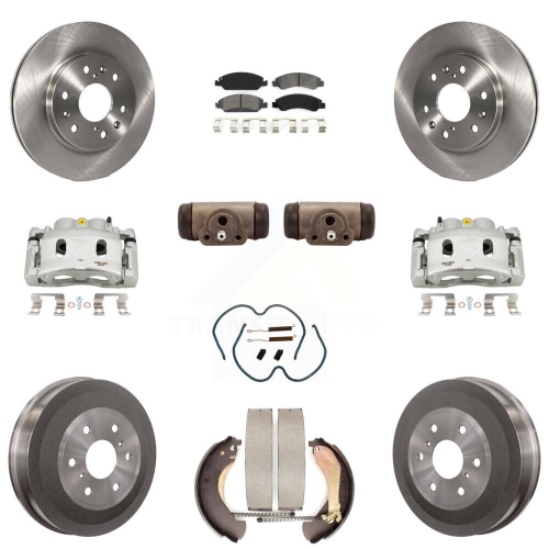 TRANSIT AUTO  Front Rear Brake Caliper Rotors Drum Semi-Metallic Pad Shoe Cylinder Kit (11PC) for 1500 Kc8-100887S