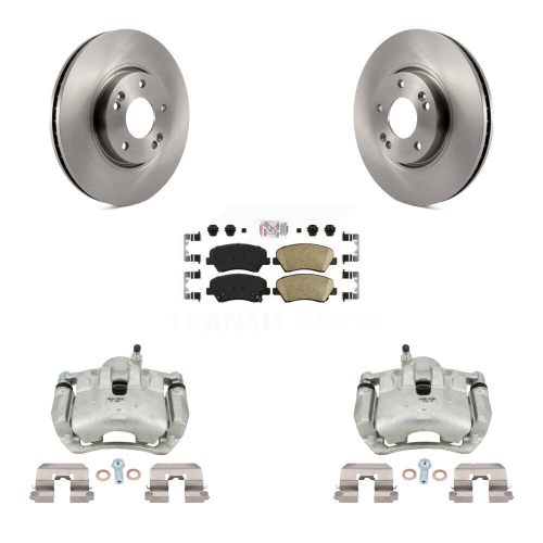 Front Brake Caliper Rotors Ceramic Pad Kit For 2014 Kia Forte SX With 15" Factory Wheels KC8-100467N