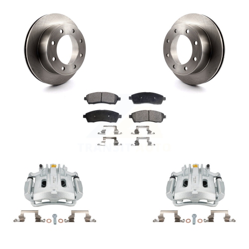 Rear Brake Caliper Rotor Semi-Metallic Pad Kit For Ford F-350 Super Duty F-250 Excursion KC8-100545P