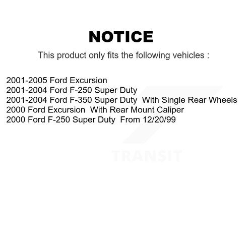 Rear Brake Caliper Rotor Semi-Metallic Pad Kit For Ford F-350 Super Duty F-250 Excursion KC8-100545P