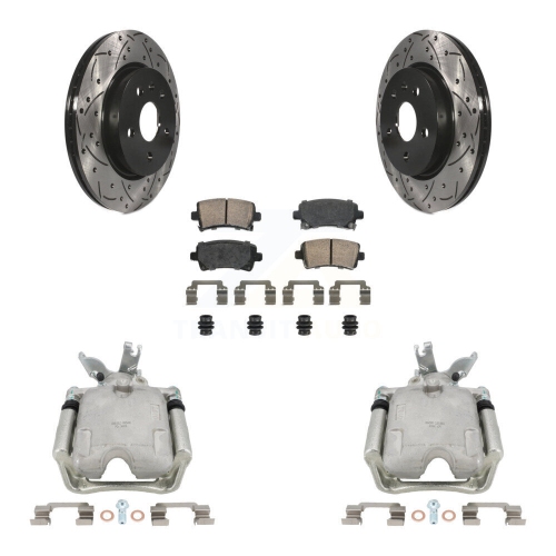 Rear Disc Brake Coated Caliper Drill Slotted Rotors Ceramic Pad Kit For Chevrolet Malibu KCD-101457N