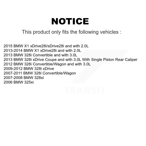 Rear Disc Brake Caliper Rotor & Semi-Metallic Pad Kit For BMW 328i xDrive X1 328xi 325xi KC8-100694N